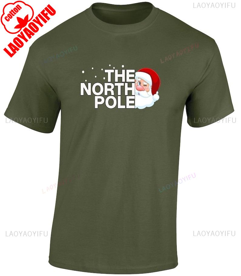 New in Tops  Tees The North Pole Santa Christmas Shirt Xmas Funny Unisex Cotton Tshirt Harajuku  Graphic T Shirts Short Sleeve