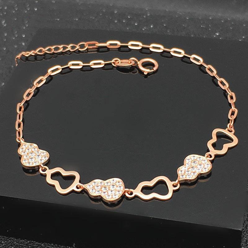 Purple Gold Simple Temperament Exquisite Fashion Trend Diamond-Encrusted Gourd Rose Gold-Plated Bracelet （17+3cm）
