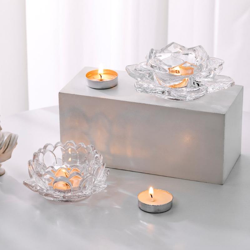 Modern Minimalist Chinese Lotus Glass Candle Holder Home Decor Scented Aromatherapy Vase