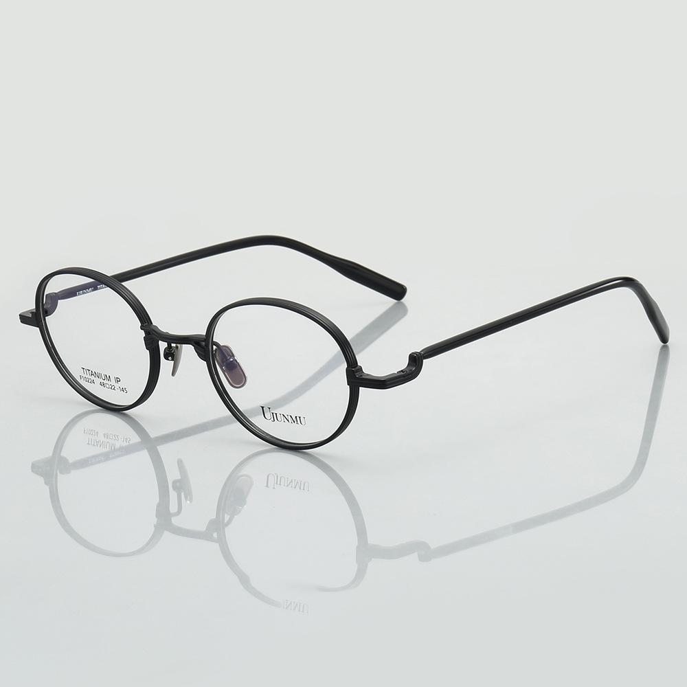 Women s Retro Ultra-Light Pure Titanium Round Glasses for High Prescription
