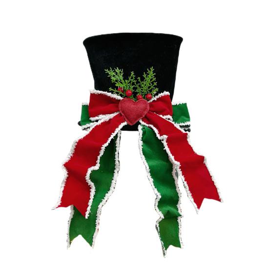 Christmas Tree Topper Whimsical Bow Hat Decoration Check Bows Xmas Ornament Winter Holidays Home Decor Fits Most Trees Festive Gift