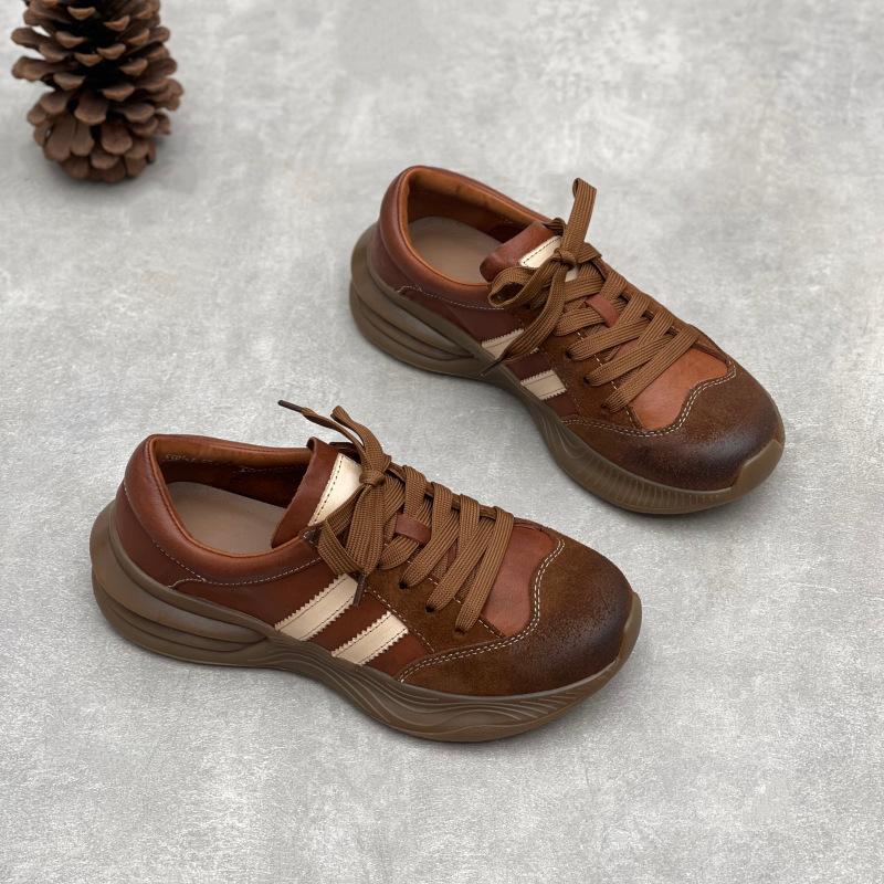 

New Casual Shoes, Retro Dad Shoes, Lace-up Sports Women s Shoes 40 коричневый