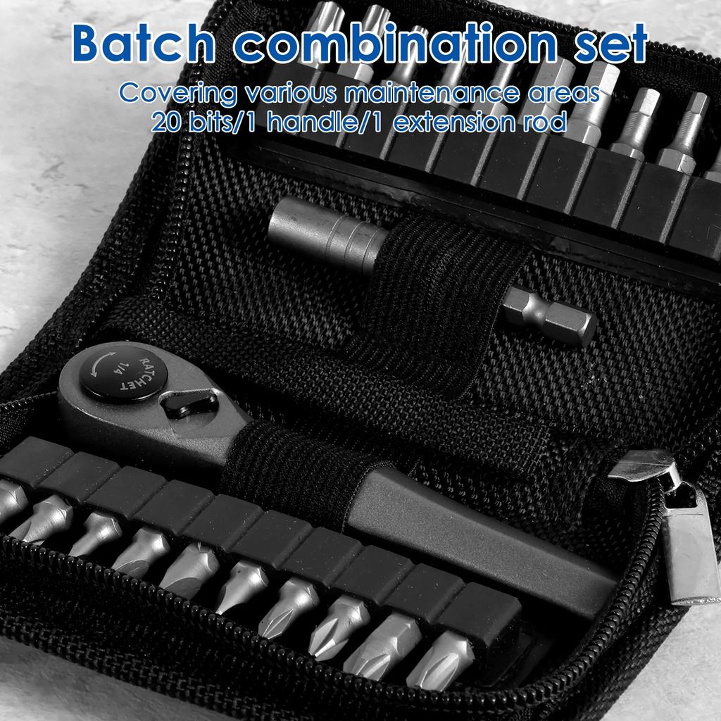 Mini Ratchet Wrench Set Multifunctional Right Angle Screwdriver Kit with 20 Bits Small Ratcheting Screwdriver Combination Set