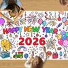 Festival Themed Waterproof Doodles Paper Mats for Children 76x183cm Large Size for Parties and Home Doodling Easy to Carry