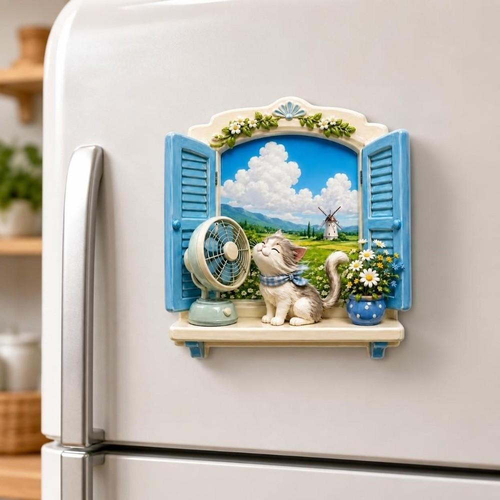Simulation Cat Fridge Magnet 3D Relief 3D Refrigerator Stickers  Home Decor