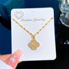 Kleine Klare Leichte Luxus Vierblatt-Blume Voll Diamant Halskette Weibliche Glückliche Schlüsselbeinkette Mit Schmuck