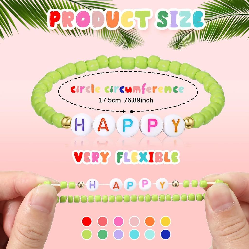 JYL TS Bracelet Glowing Letter Elastic  Colorful Beads Illuminates Joy Path