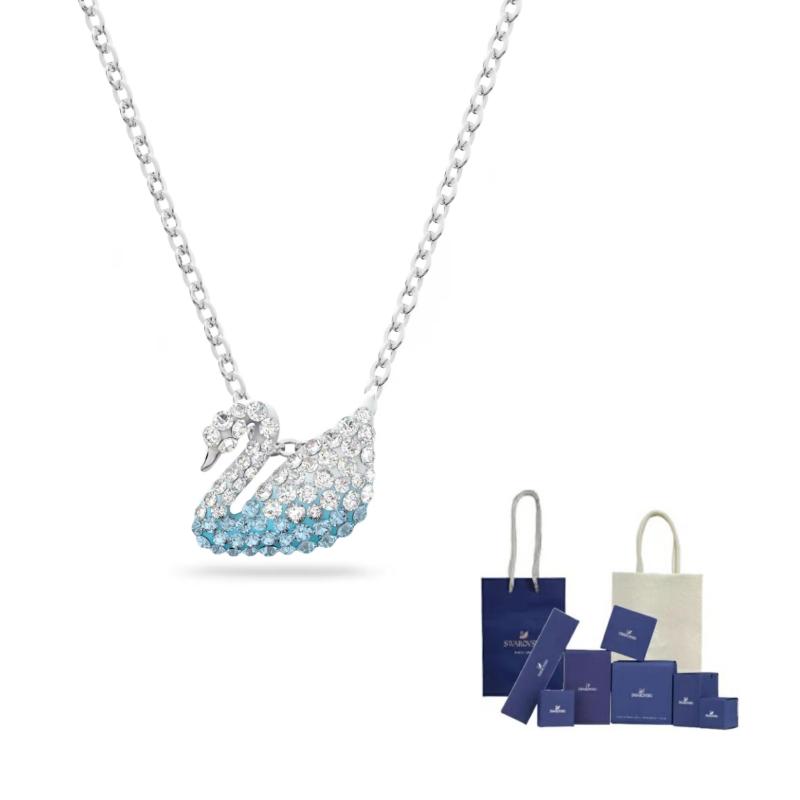 Swarovski Swan Necklaces Womens Blue F ( Fits All)-Branded gift bag