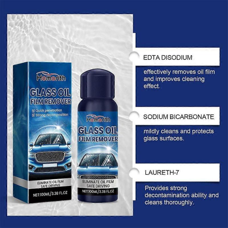 Car Glass Oil Film Cleaner, Car Windshield Decontamination Cleaning Multi-Purpose Cleaner