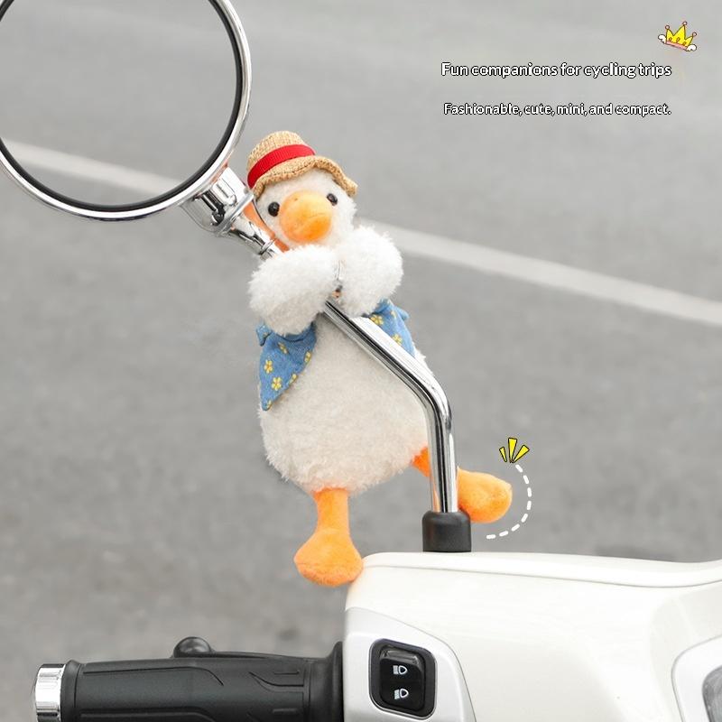 Cute Magnetic Duck Plush Doll Rearview Car Mirror Decor Soft Animal Ornament for Motorcycle Bike Accessory 1Pcs