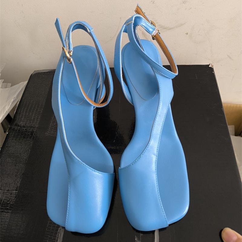 Fashion New Cross Strap Irregular Heel Roman Sandals European American runway style sexy side air split toe high heel women's shoes 43