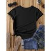 Women's Funny "Check Out My Six Pack" Donut Print Loose Casual Summer T-Shirt