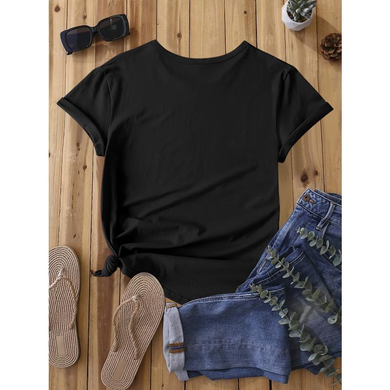 Women's Funny "Check Out My Six Pack" Donut Print Loose Casual Summer T-Shirt