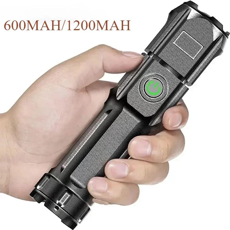 Telescopic Zoom Tactical Flashlights Rechargeable LED Torch 4 Lighting Modes Long-Range Waterproof Camping Fishing Flashlight