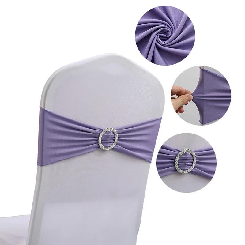 10/50 Pcs Polyester Spandex Chair Sashes Bands Stretch Chair Ties Bows with Buckle Slider for Wedding Banquet Party Decoration
