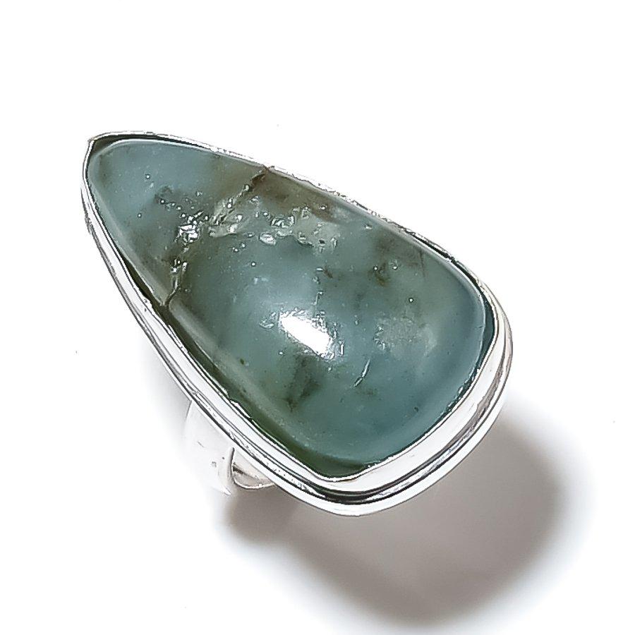 Natural Aquamarine Gemstone Handmade 925 Sterling Silver Ring Size 6.5 O9a37
