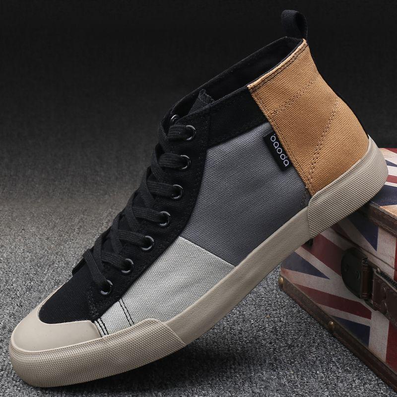 Men's Trendy Retro Korean Style High-Top Canvas Shoes – Versatile, Breathable, Lace-Up
