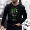 European American Men's Casual T-shirt with Fierce Animal 3D Digital Printing Loose Men's Round Neck Long Sleeved T-shirt