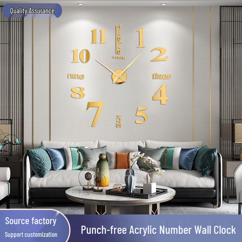 

Светящиеся бесшумные акриловые настенные часы для декора гостиной Small 60-80CM without EVA золотой