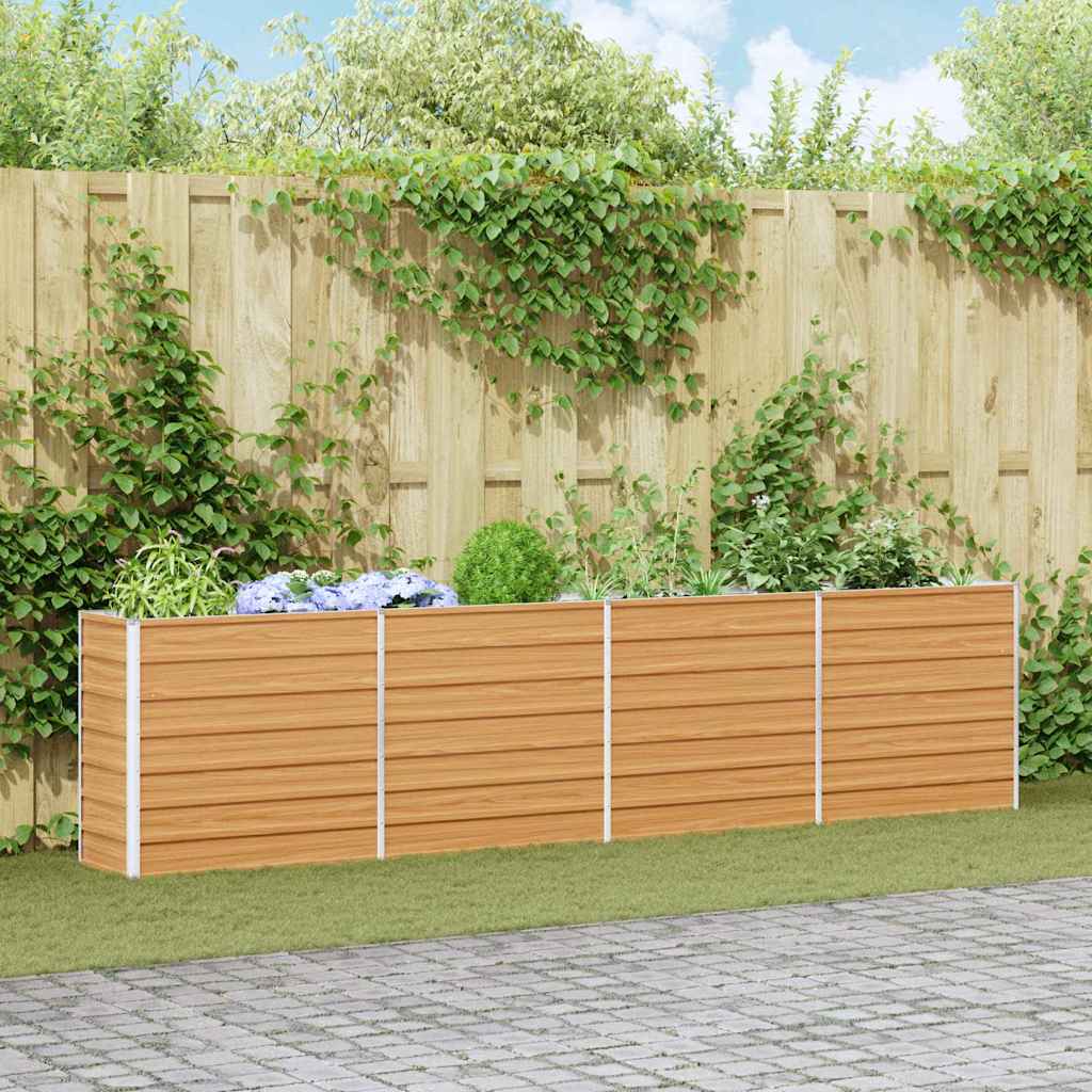 Raised Garden Bed Light Brown 320 X 40 X 77 Cm Galvanized Steel