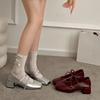 Tjock Låg Klack Dam Mary Jane Skor Mode Fyrkantig Tå Spänne Rem Skor 2026 Vår Dam Elegant Klänning Läder Pumps