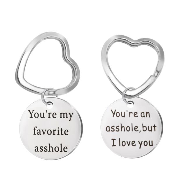 Buy 2 pcs/Pack Couple Keychains Stainless Steel Lettering Key Chain Key