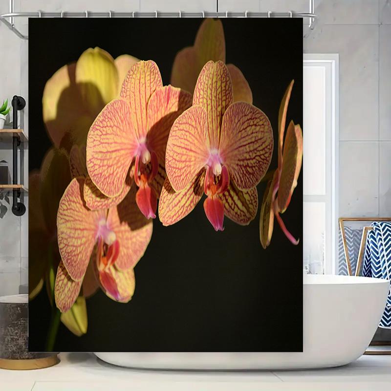 

Delightful Pink Yellow Orchid Print Shower Curtain Modern Home Decor Bathroom Decoration, Size: 72 X 84 Inches (Wxh) W60H190(CM)-1 Pcs