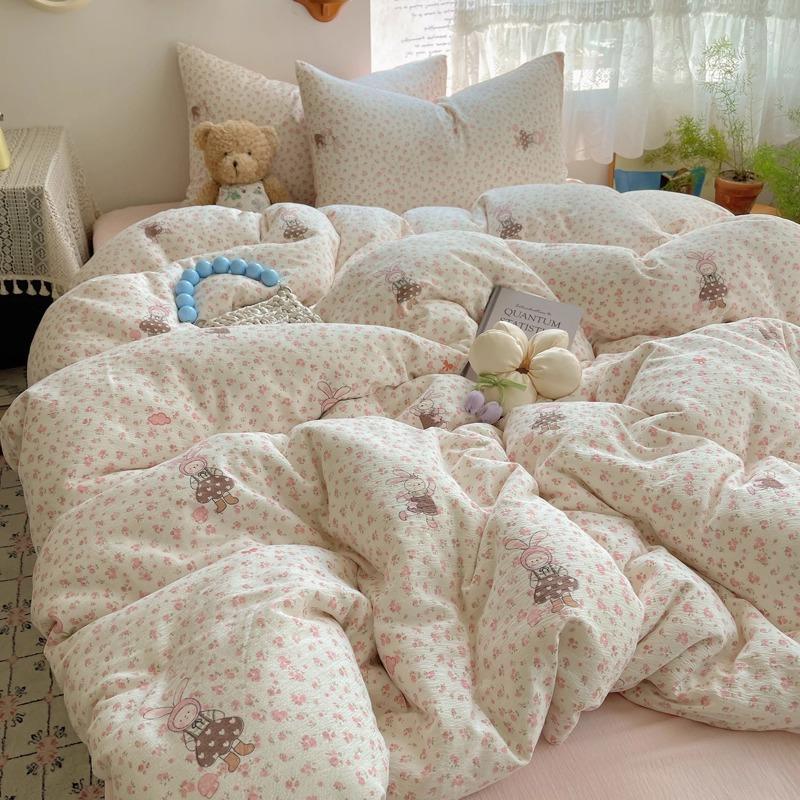 A-Typ Doppelgarn Vierteiliges Heimtextil Bettwäscheset Cartoon Bettlaken Bettbezug Studentenwohnheim Dreiteiliges Bettwäscheset