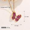 Korean Style Butterfly Pendant Necklace: Women's Colorful Zircon & Copper Jewelry, Non-Fading, Hot Selling Trend.