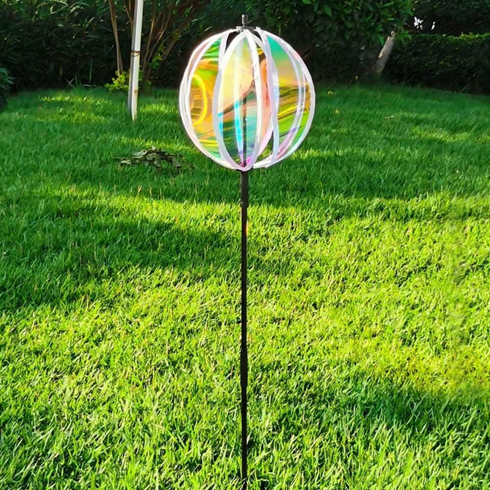 

Sparkling Stripe Garden Stake Reflective Film Colorful Film Gardening Art Rainbow Color Rotating Ball Garden Pinwheels