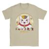 Mens Nyanko Sensei Neko Natsumes Book Of Friends T Shirts Anime Pure Cotton Clothing Vintage Tee Shirt Birthday Gift TShirts