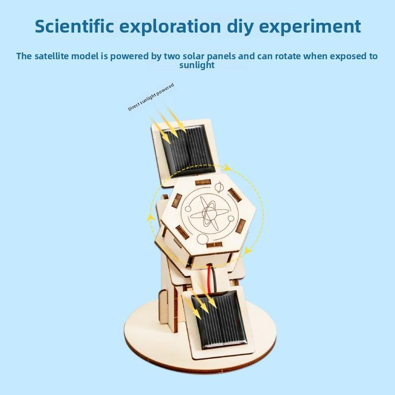 Simulated Wooden Artificial Satellite Assembly Model Children Puzzle Toy Set For Kids Learning