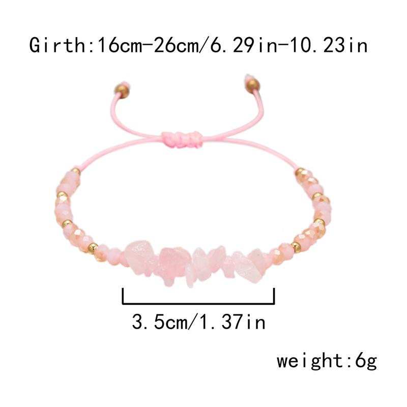 Natural Stone Gravel Chip Beads Bracelet Irregular Pink Crystal Amethysts Quartzs Bracelets Adjustable Wristbands For Women Men