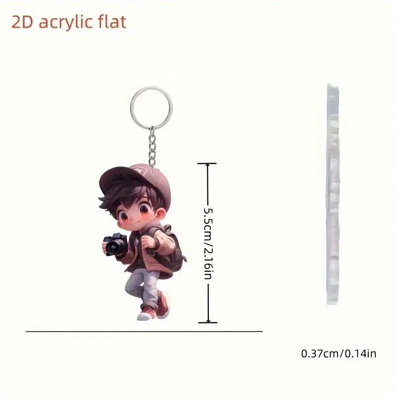 

2D Flat Firefighter Taekwondo Student Carrying Backpack Doctor Keychain Nurse Bag Pendant Car Key Chains Pendant Student Couple