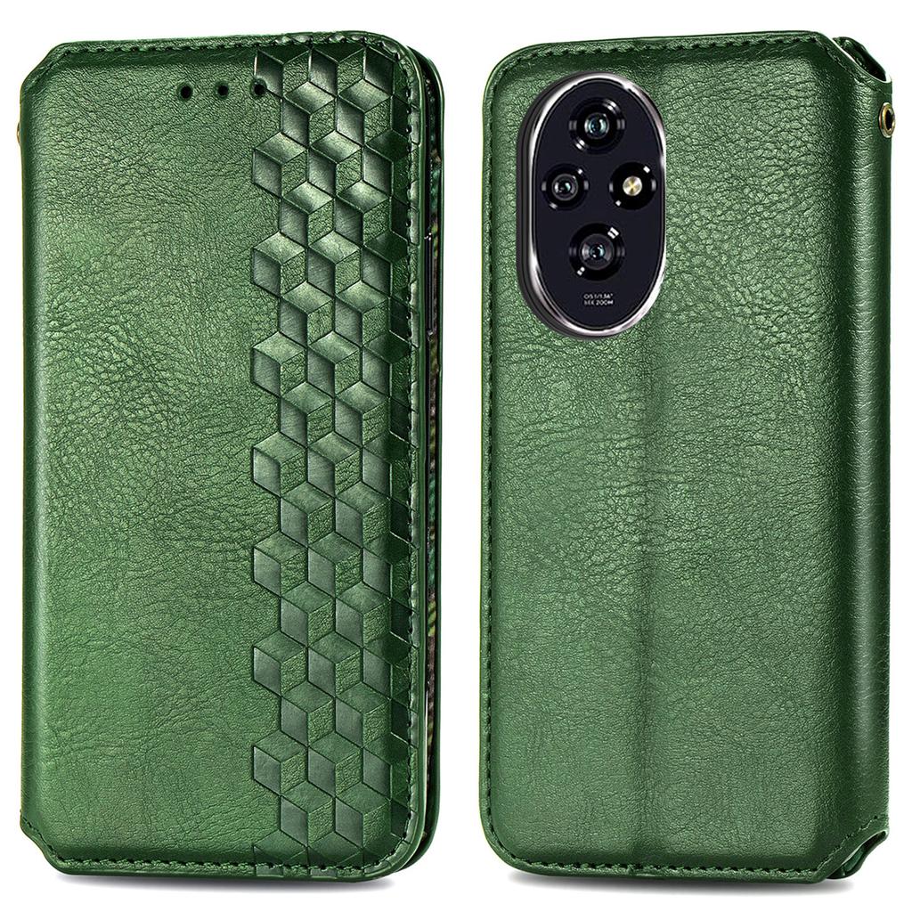 For Honor 200 Pro 5G PU Leather Case Rhombus Imprint Wallet Stand Phone Cover