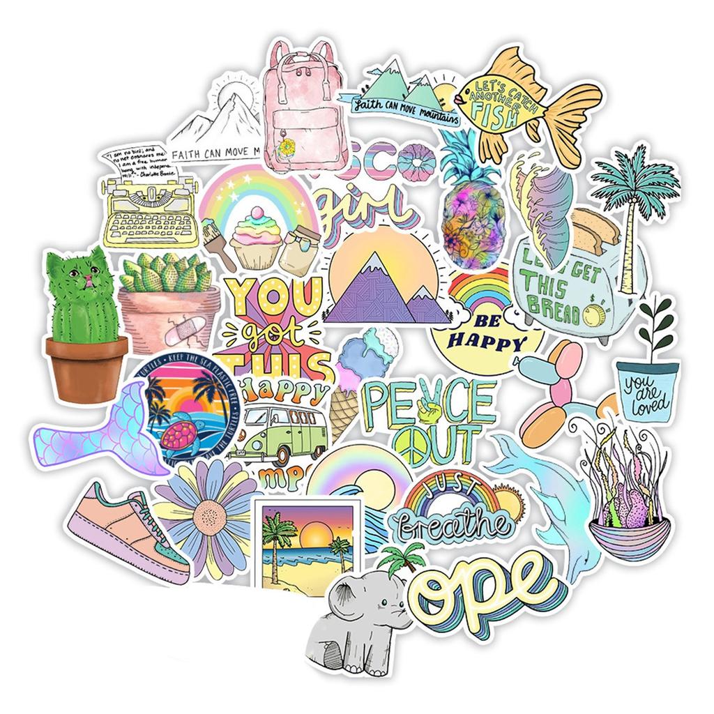 50XPC  Sticker Luggage Refrigerator Phone Water Cup Waterproof Sticker