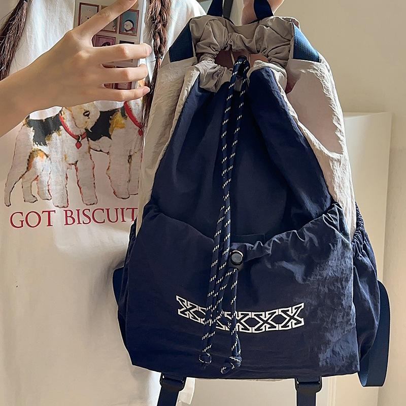 Schoolbag Outdoor Hiking Wind Lightweight Backpack Women's Drawstring Bundle High Value Badminton Bag Medium Computer Backpack School Bag