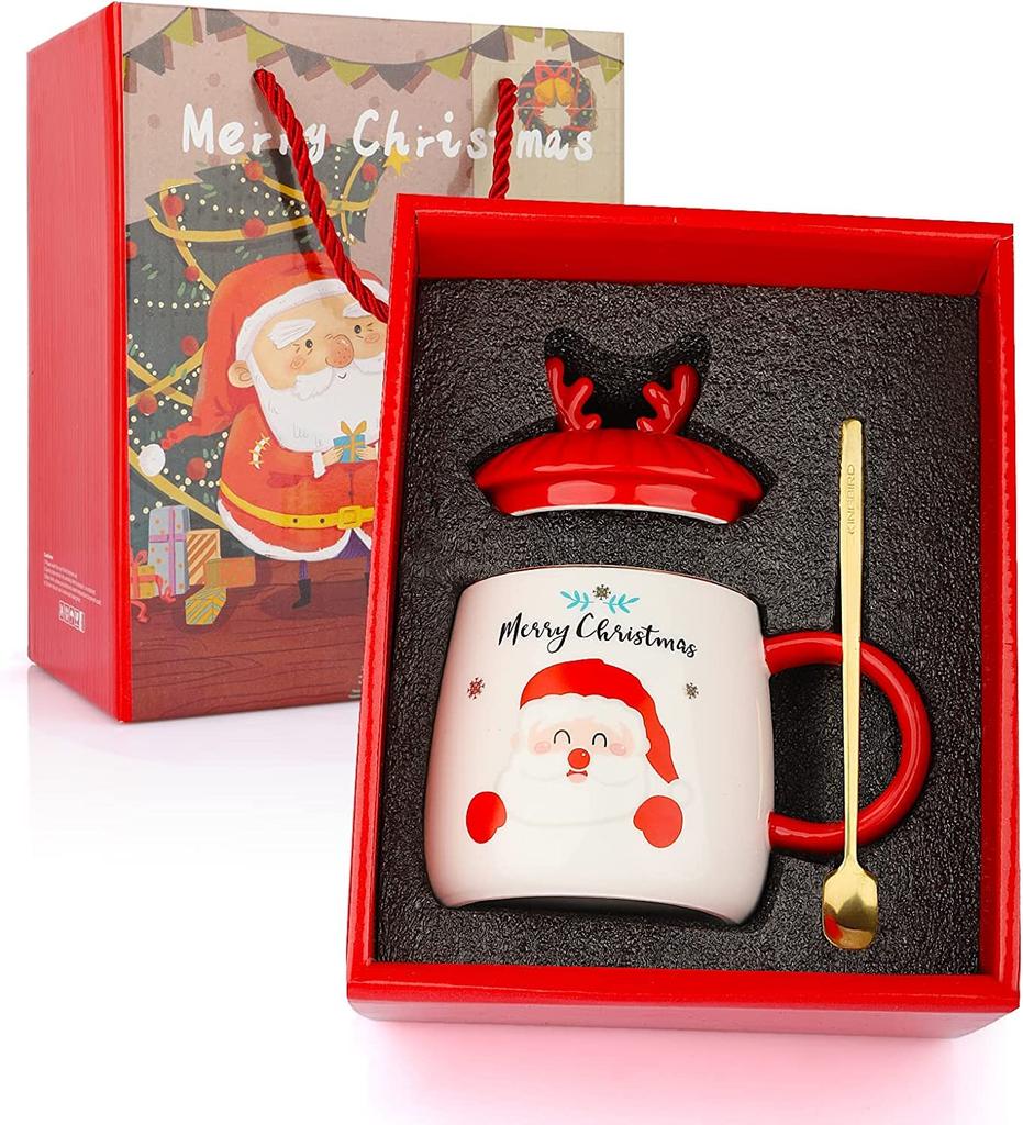 Limited Santa Claus Christmas Coffee Cup Gift Stylish Birthday Cute Carry Bag and Box Included [Christmas Edition] Set, Mug, Gift,
