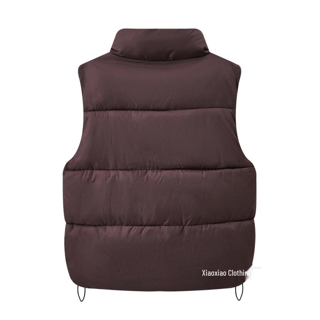 2025 Korean Unisex Casual Warm Stand Collar Short Loose Vest Jacket for Autumn/Winter