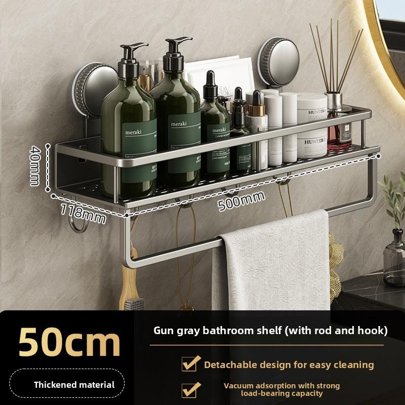 Suction Cup Storage Rack for Bathroom Washstand, Wall-Mounted, No-Drill, Toilet and Washroom Organizer
