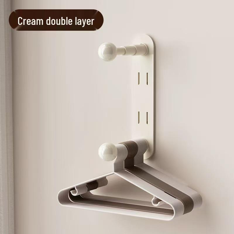 Telescopic No-Punch Suction Cup Wall Rack: Multi-functional Balcony Clothes Storage and Hanger Shelf with Traceless Hooks.