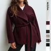 Cappotto di alta gamma europeo in lana con colletto alla coreana, da donna, di media lunghezza, double-face per Autunno/Inverno 2025