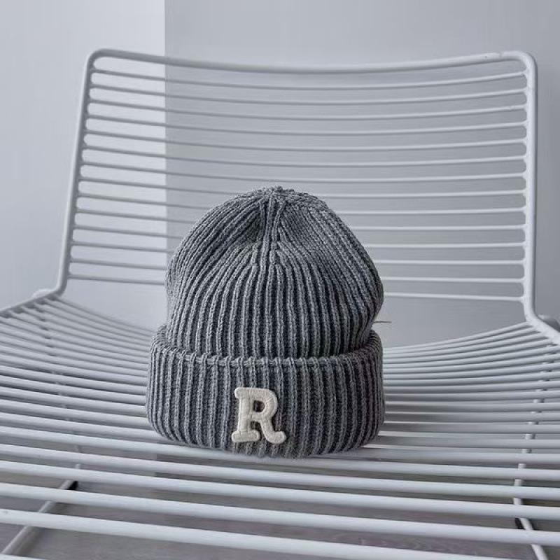 New R letter wool hat women's autumn and winter knitted hat parent-child cold hat trendy versatile casual warm hat