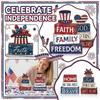 Independence Day Wooden Ornament, US  Day Vintage Distressed Home Desktop Square Letter Decorative Ornament