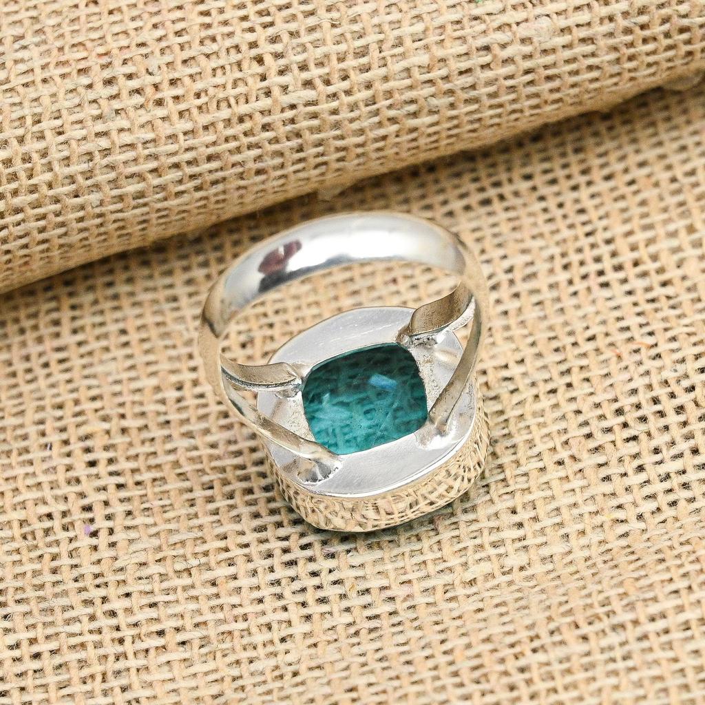 Pretty Blue Topaz Gemstone Handmade Solid 925 Sterling Silver Ring Jewelry For Gift