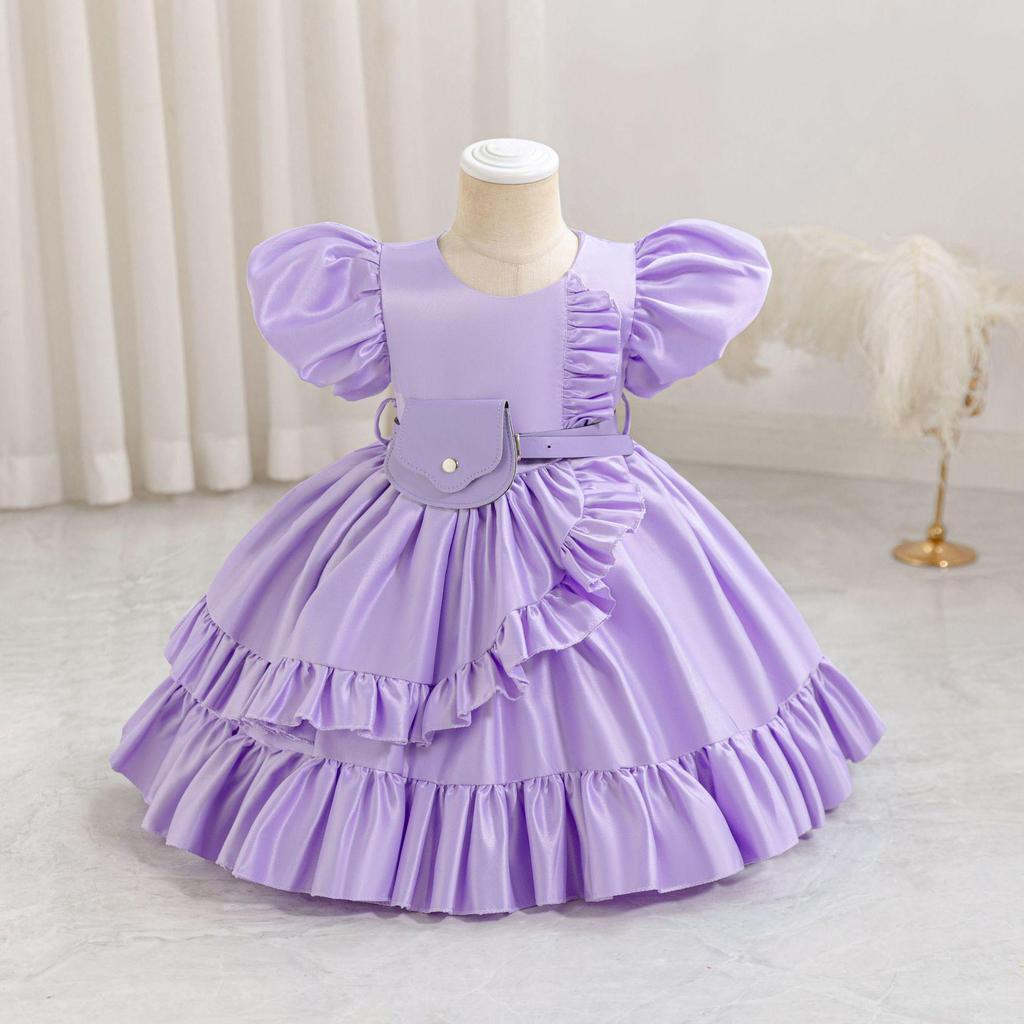 Stylish Princess Dress for Girls - Christmas & Birthday Satin Gown