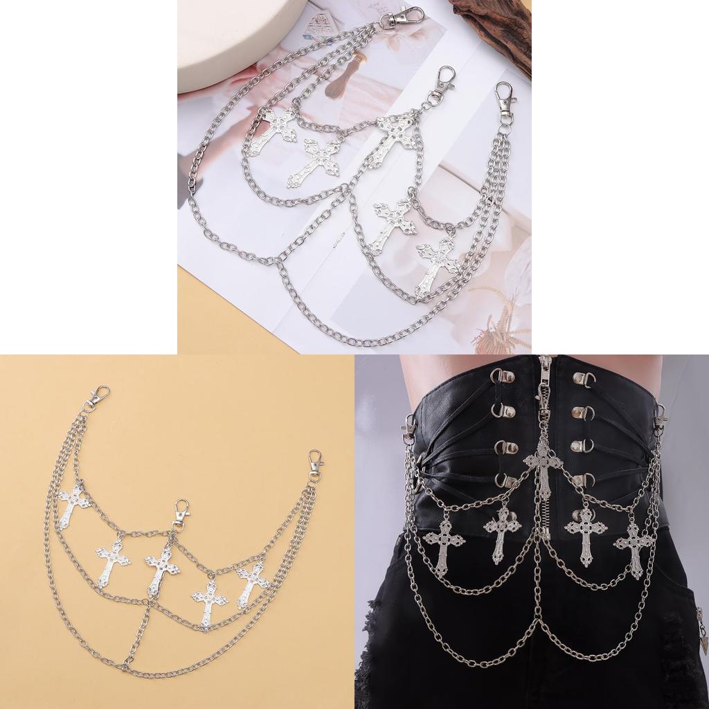 Cross Pendant Hip Chain For Men Women Hip Hop Fashion Body Jewelry 115cm Metal Accessory