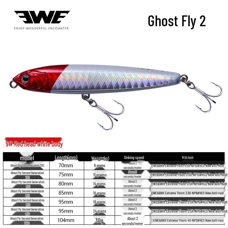 EWE Summer Ghost Feeder 2nd Gen Sinking Pencil Lure for Zander, Sea Bass, Barracuda