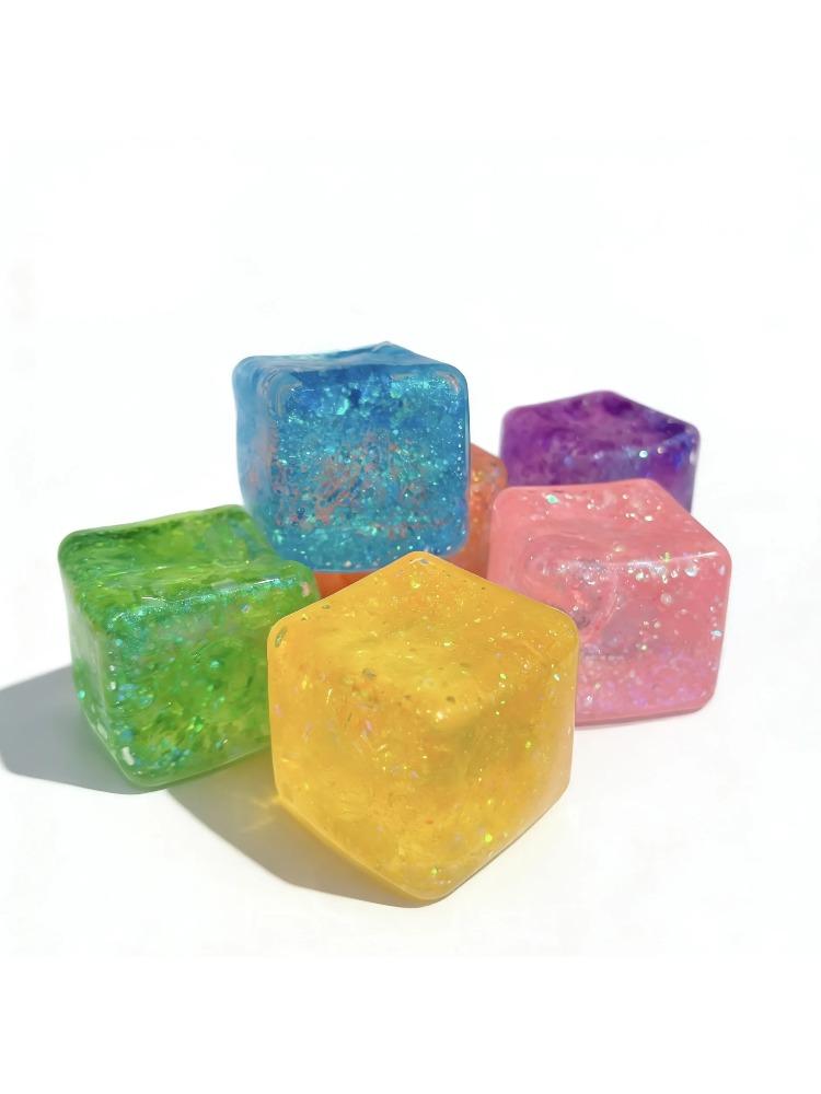 New Ice Cube Shaped Fidget Toy Square Stress Relief Ball Squishy Squeeze Anxiety Adhd Stress Relief Sensory Adults Toys