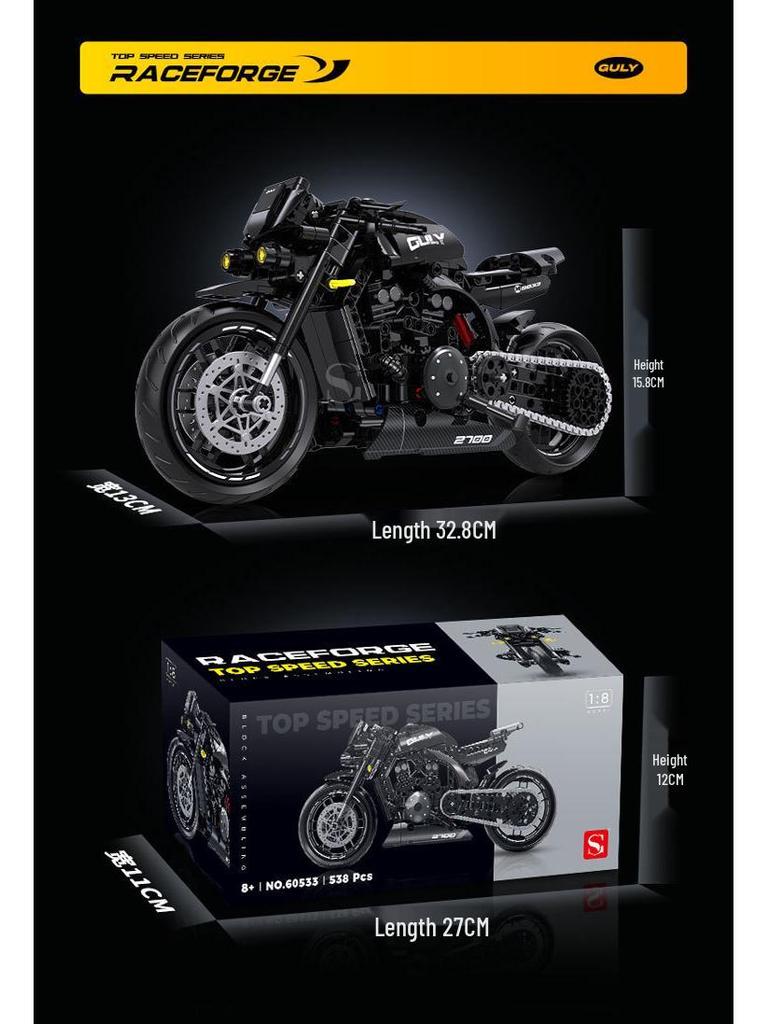 Double High 60501-35 Kawasaki Thunder Duke Motorcycle Building Blocks – Night Road Model Toy with Free Shipping